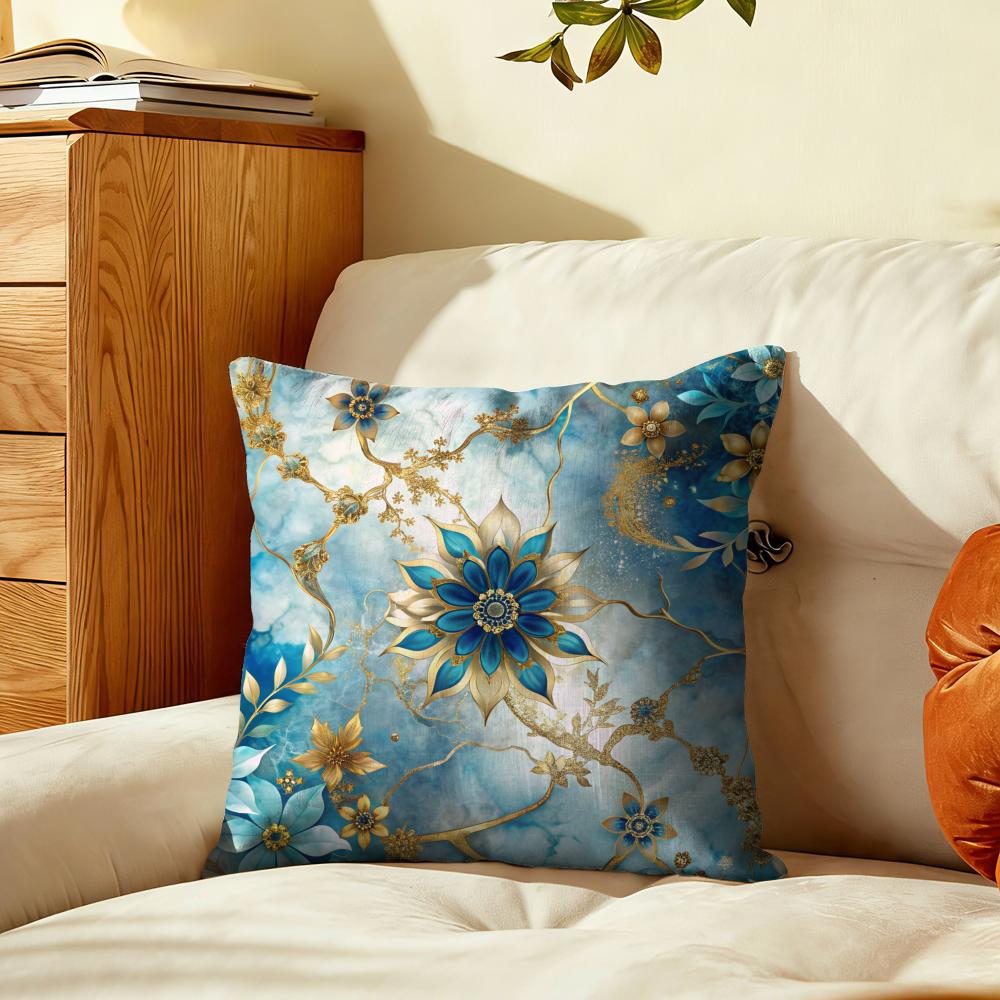 Marble Flower Pattern Cushion Cover Plush Fabric Soft DoubleSided Printed Sofa Warm Winter Home Gift Pillow Cover