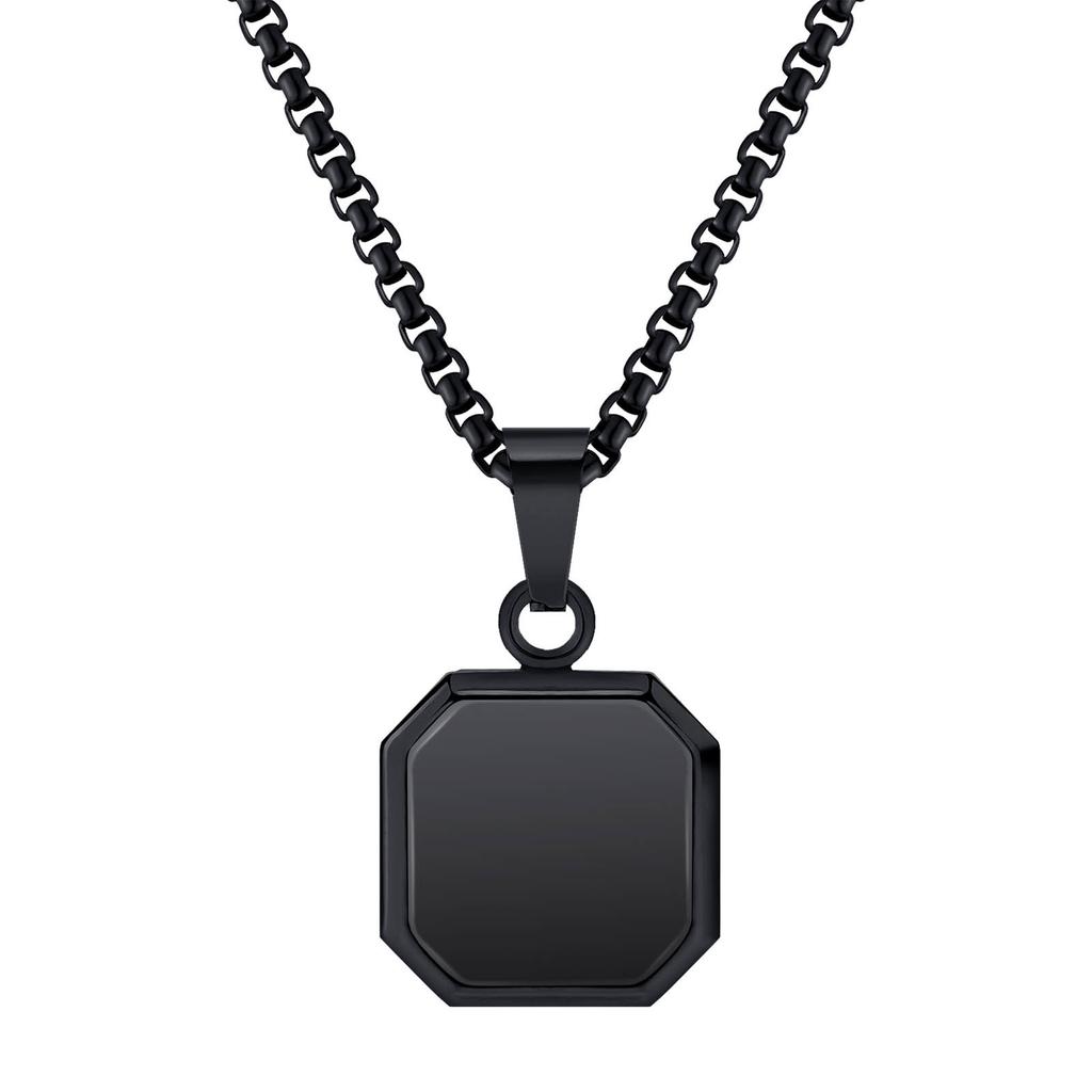 Square Natural Stone Necklaces for Men Women,Waterproof Multiple Colors Geometric Pendant Collar,Trendy Jewelry Gifts