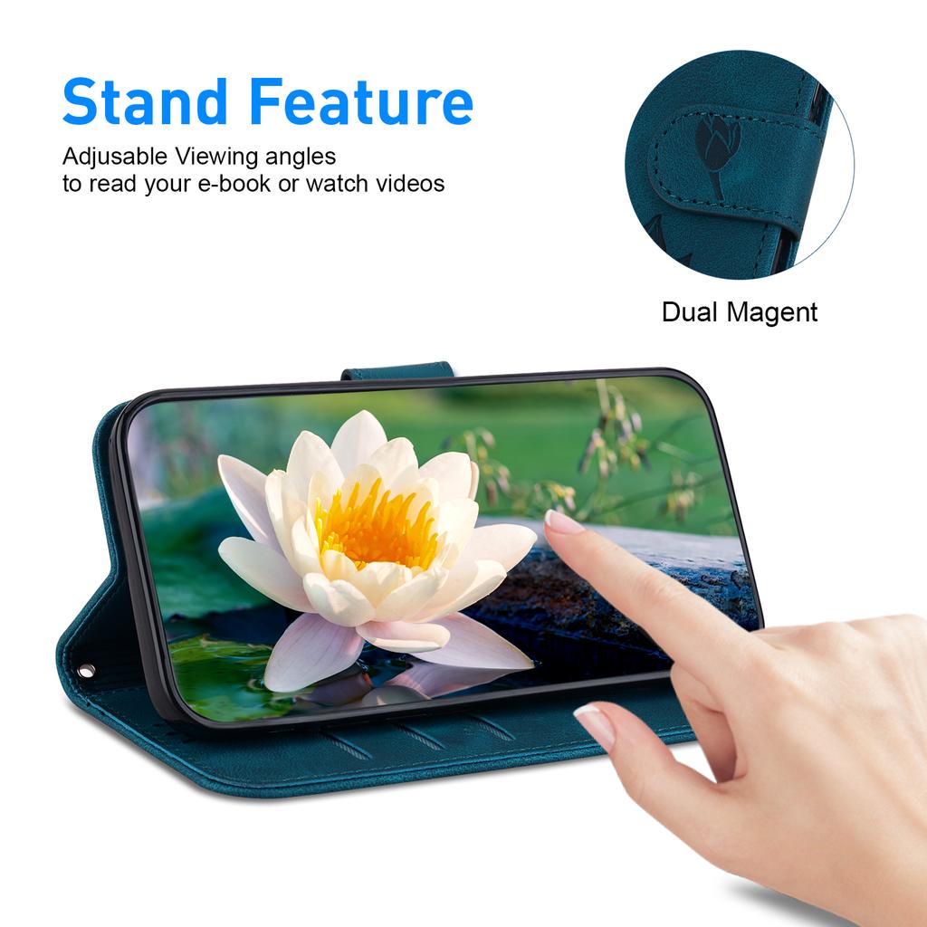 Für Motorola Edge (2024) 5G Brieftasche Handyhülle Lotus Prägung Leder Ständer Abdeckung