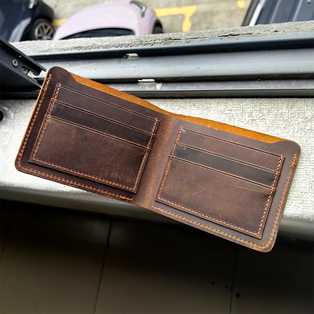 Short Style Men Genuine Leather Wallet Bifold Design Male Purse Card Bag Shopping