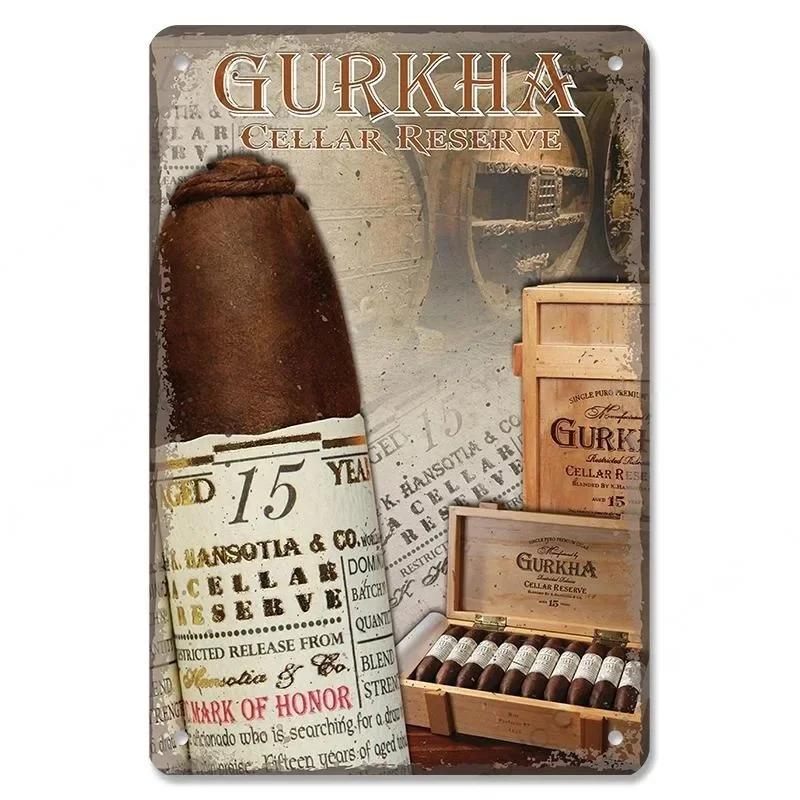 Metal Tin Poster Cigar Plaque Retro Metal Plate Gentleman Smoke Cigar Whisky Vintage Metal Tin Sign Bar Club Man Cave Wall Decor
