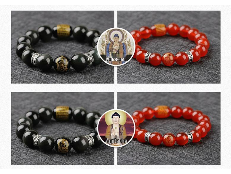 Black Obsidian Zodiac Guardian Bracelet: Benming Year Amulet for Men & Women, Lucky Buddhist Prayer Beads.
