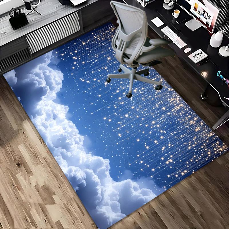 Clouds Stars Crystal Velvet Chair Mat Area Rug - Non-Slip, Floor Mat, Office Desk Chair Rugs, Bedroom Decor.Christmas Gift-1106118