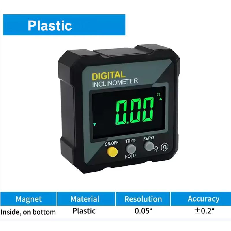 IP54 Black Magnetic Based Digital Protractor Bevel Gauge Inclinometer With Backlight Bevel Box Angle Level plastic E