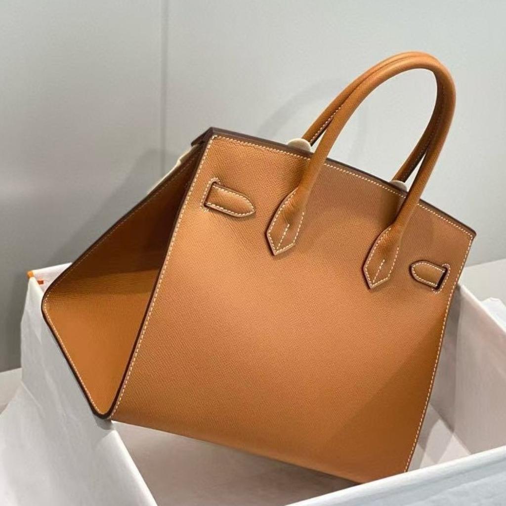 Außennäht Rindsleder Platin-Wrap-Obermaterial Rindsleder Handtasche BK25/30/Rindsleder Große Kapazität Vielseitige Damen-Tasche