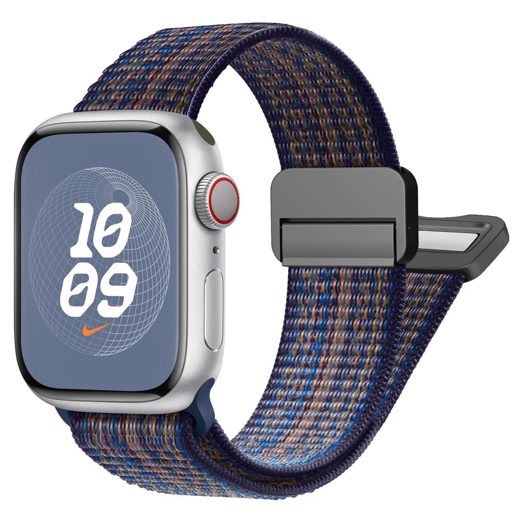 Sport Nylon Band for Apple Watch 40mm 41mm 42mm 44mm 45mm 49mm Adjustable Magnetic Stretchy Braided Strap for iWatch Series SE 9 8 7 6 5 4 3 Ultra 2