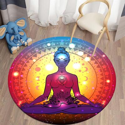 Teppiche mit Meditationsmotiven, rund, für das Wohnzimmer, Fußmatten für das Schlafzimmer, Heimdekoration, Schlafzimmer-Dekorationsteppiche