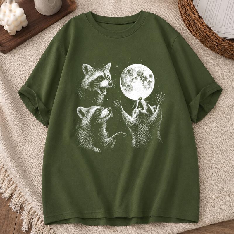 Halloween Raccoons Shirt for Unisex Unisex Raccoons Vintage Graphic TShirts Raccoon Moon Tee Funny Meme Streetwear Tops