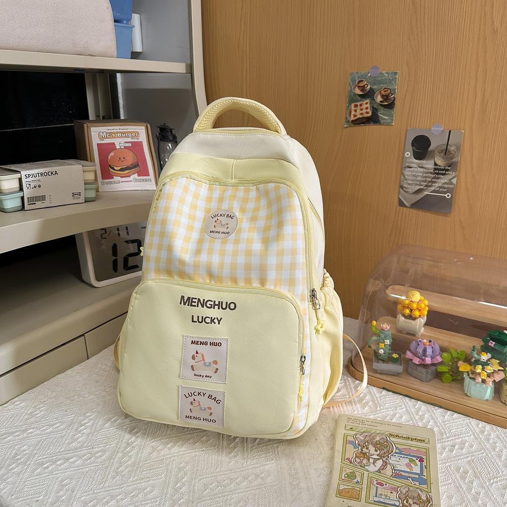 Schoolbag Japanese Ins Small Fresh Plaid Backpack, Junior High School Girl High School Student Schoolbag Cute Girl Travel Backpack