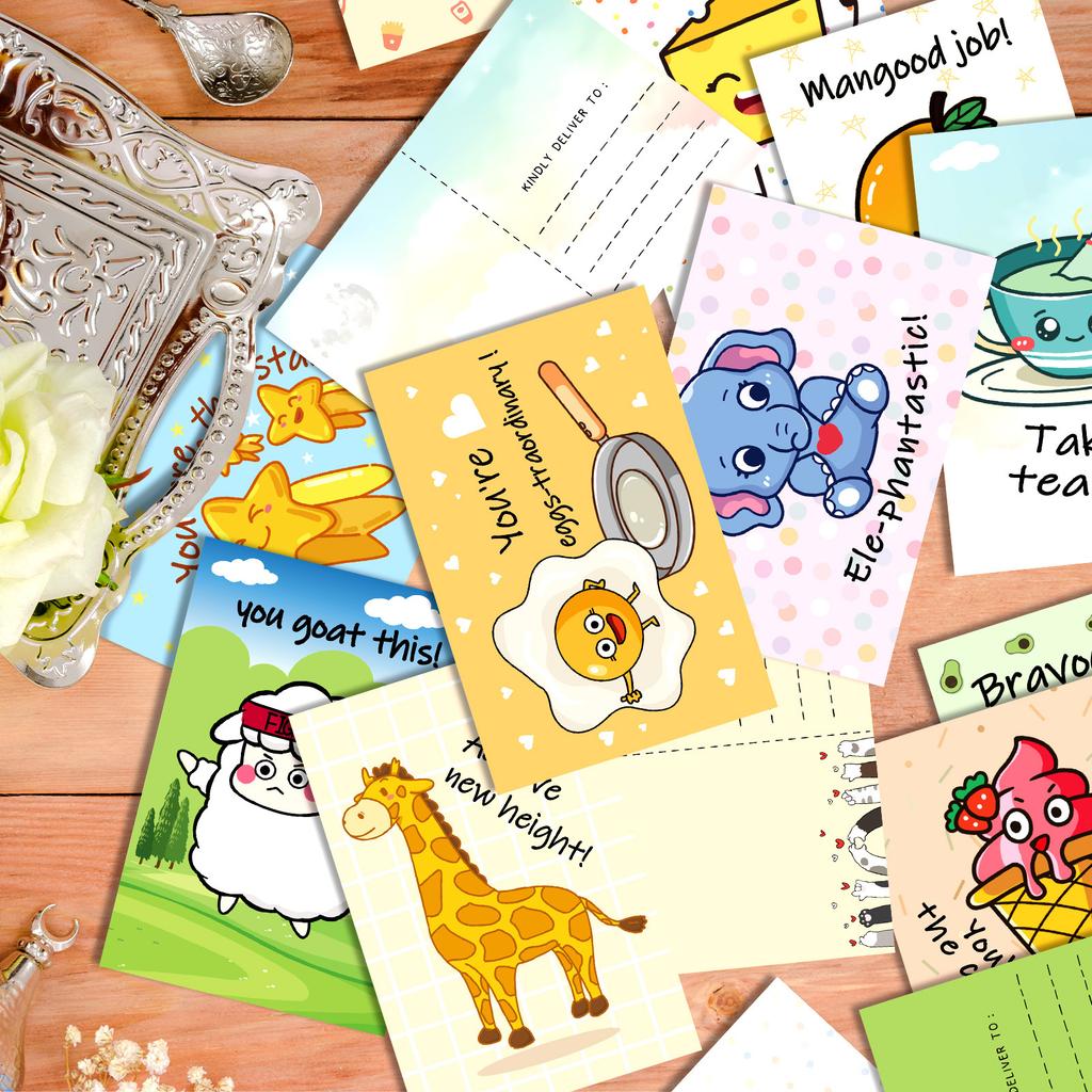 20 Cartoon, Animierter Text, Wortspiel, Postkarte, Geschenk, Grußkarte, Schöne kleine Karte.