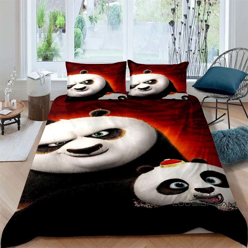 Das Bettwäsche-Set mit "Kung Fu Panda"-Aufdruck enthält einen Bettbezug und zwei Kissenbezüge und bietet Ihnen ein luxuriöses und komfortables