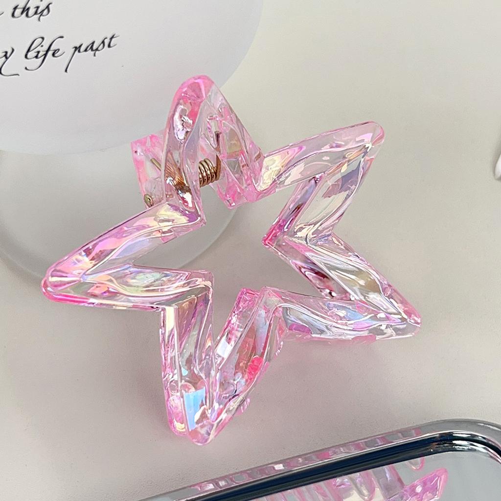 1pc Crystal Candy-colored Hair Clip Dazzling Hollowed-out Five-pointed Star Hair Clip Stylish and Elegant Hair Claw