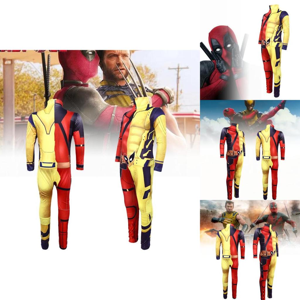 Deadpool Wolverine 3d Cosplay Costume For Men Comfortable Stretchy Spandex Suit