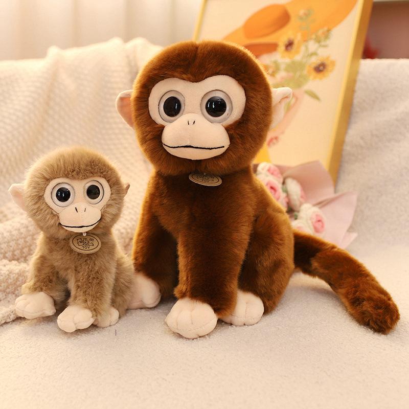Cute simulation animal little monkey doll plush toy zoo big-eyed monkey doll boy rag doll