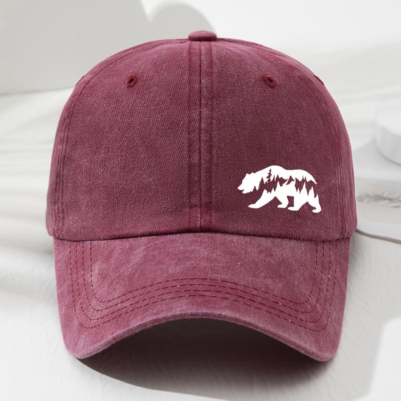 Perfect Fusion of Deep Forest and Bear Pattern Printed Baseball Hat Outdoor Adventure Sunshade Fishing Hat