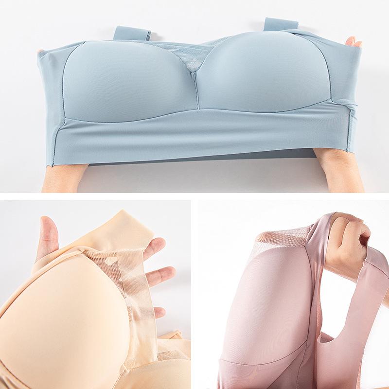 Plus Size Seamless Sports Bra Women Racerback Backless Design Wireless Breathable Yoga Running Bra
