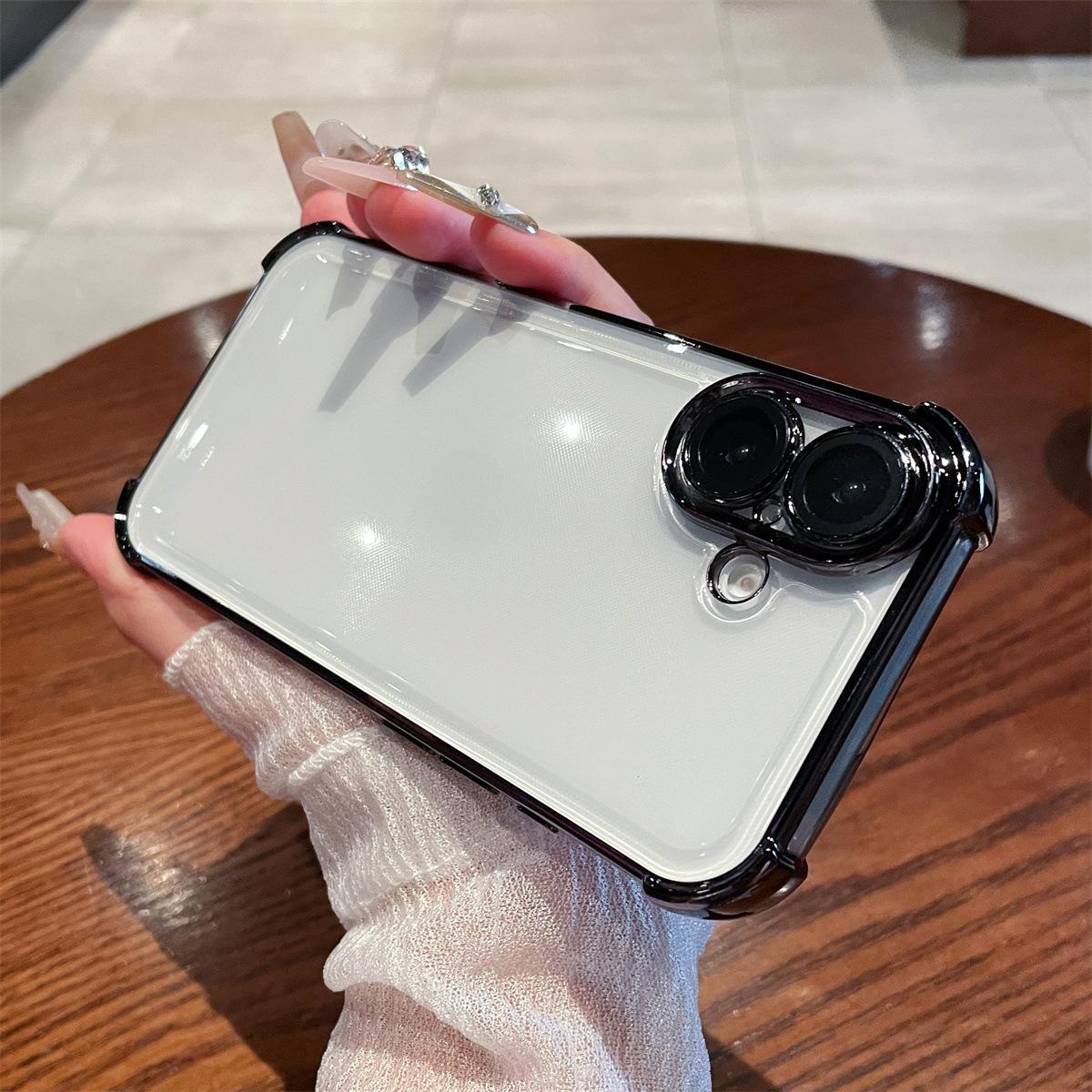 

Подходит для iPhone 16 Гальванизированный чехол для мобильного телефона Apple 15 Promax Четырехугольная воздушная подушка Противоударный 13 Силиконовый защитный чехол 14 iPhone16