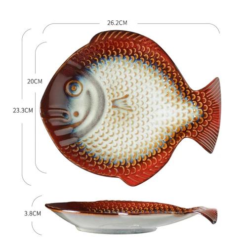 

Керамическая тарелка в форме рыбы Тарелки для суши Поднос для фруктов Салатница Суповая тарелка Тарелки для стейков Диск для сашими Десертная миска Тарелка для закусок