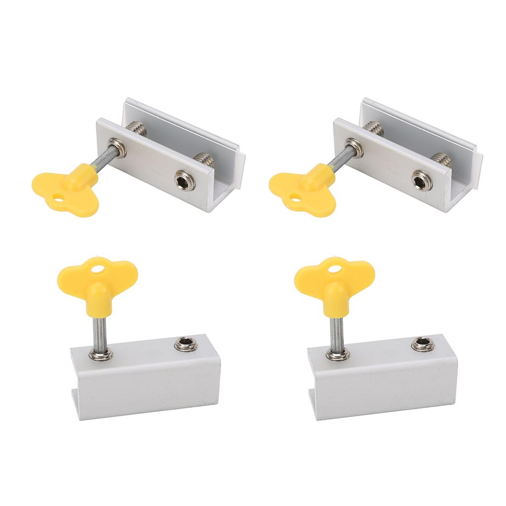 4Set Window Lock Aluminium Alloy Adjustable Security Lock Stopper with Key for Vertical Horizontal Sliding Window