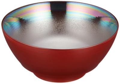Arita Ware, Tasei Kiln, "The Ultimate Ramen Bowl," Vermilion Lacquer Nanban Pearl Finish, Approx. 18cm Diameter X 8cm Height, Ceramic Ramen Bowl, Perf