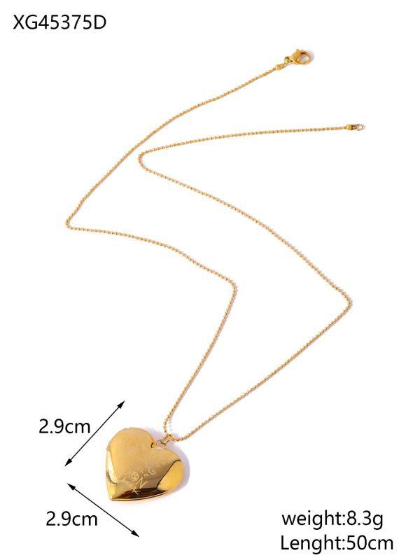 CARLIDANA Irregular Texture Heart Love Zircon Pendants for Stainless Steel Gold Plated Fashion Jewelry Necklace for Women