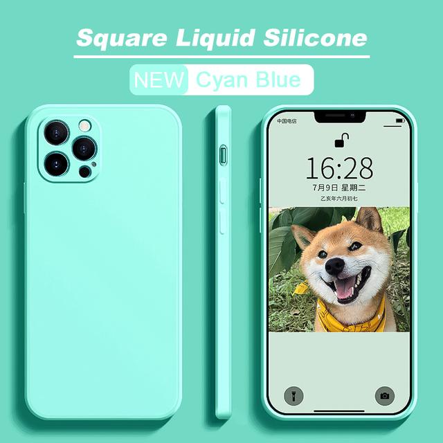 Square Liquid Silicone Phone Case For iPhone 14 Pro Max 13 11 12 Mini XR XS 7 8 Iphone 15 Pro Max Shockproof Back Cover