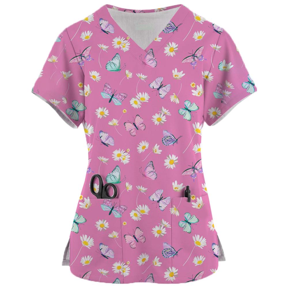 Φορέματα Σπα με Κινούμενα Σχέδια Μπλούζες Ομορφιάς και Υγείας Επαγγελματική Στολή Κομμωτηρίου Γυναικεία Μπλουζάκια