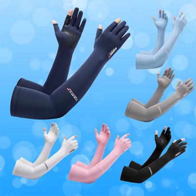 1 Pair Cooling Arm Sleeves With Thumb Hole Summer Sports Thin Ice Silk Sunscreen Arm Covers  Hand Protector