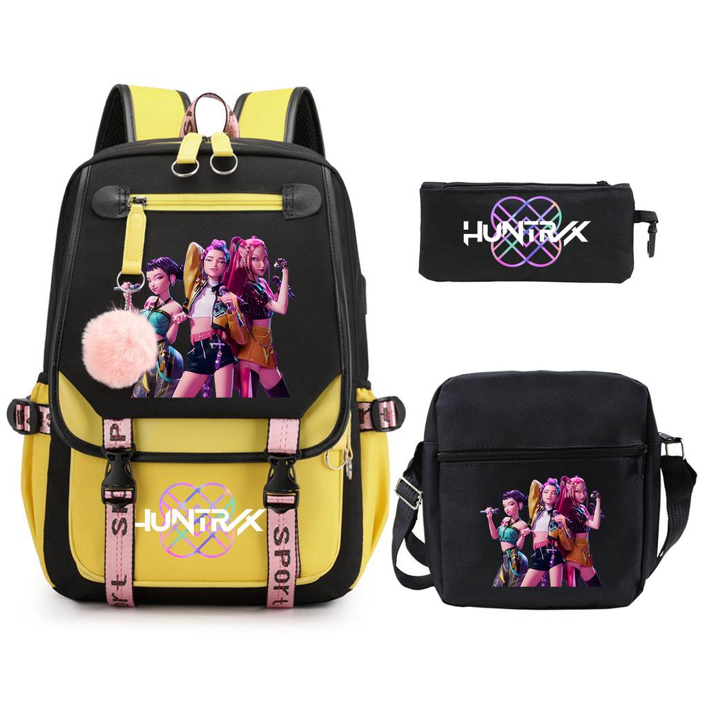 KPop Demon Hunters Korean version of student school bag children's backpack pencil bag set