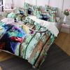 Colored Wool Horse Comforter Cover Set Bedding 3D Print Wood Planks, Green Paint Retro Background Wall Duvet Cover +Pillowcase