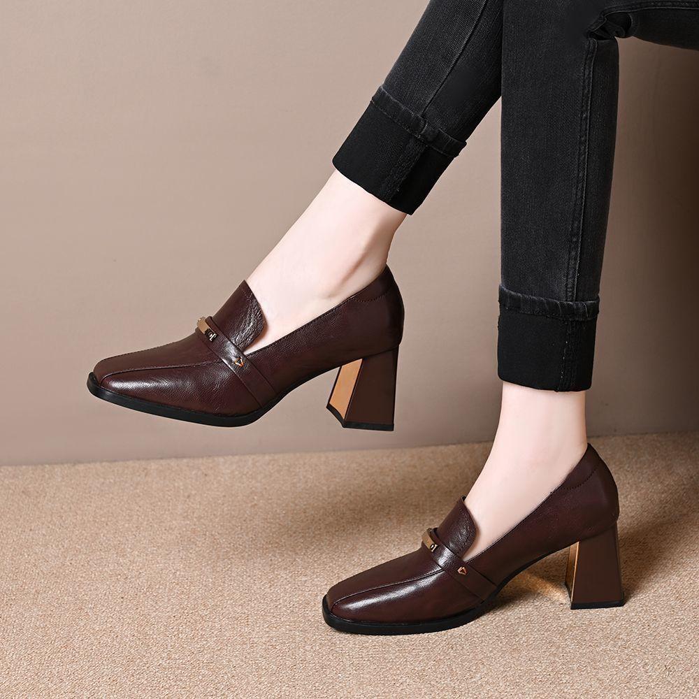 Autumn new thick heel women's shoes comfortable and simple classic fashion single shoes women