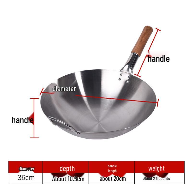 Wotuo Traditional Wrought Iron Wok with Solid Wood Handle