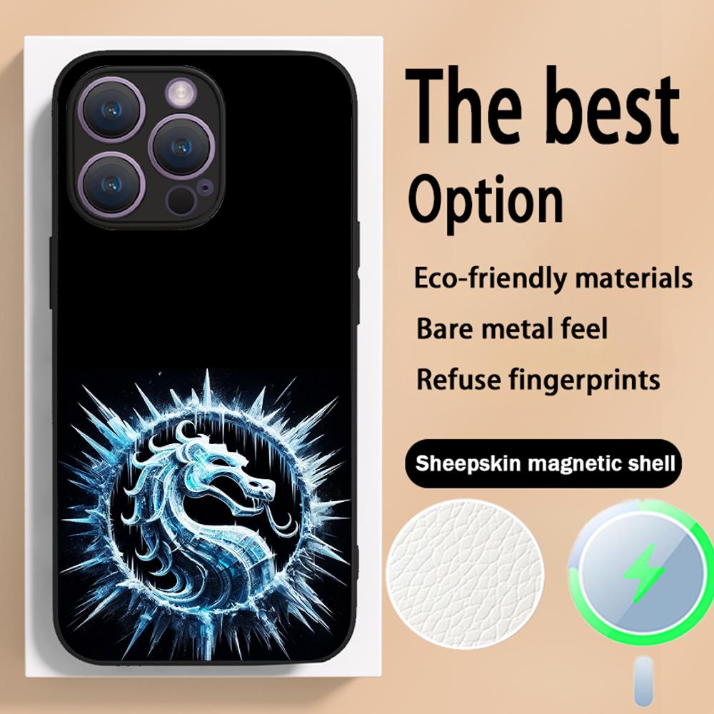 Mor-tals Kombat fashion game design Phone Case For iPhone 16 15 14 13 12 11 Plus Pro Max High-end Luxury Magsafe Sheepskin