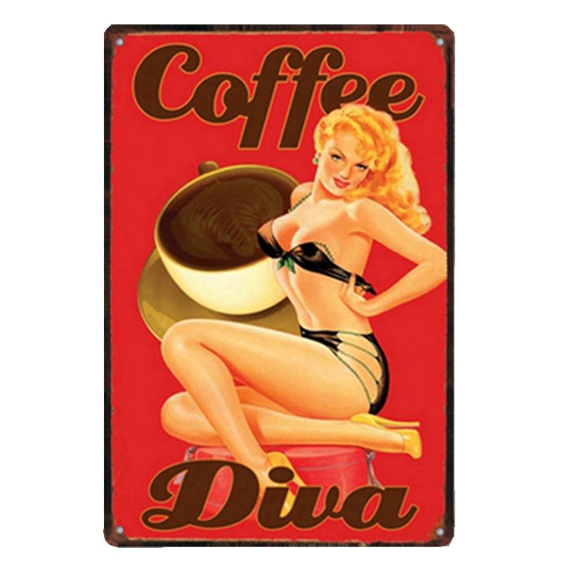 Coffee Sign Vintage Wall Decor Plaque Metal Retro Poster Decorative Coffee Plates Tin Cafe Decoration 20x30 Cm