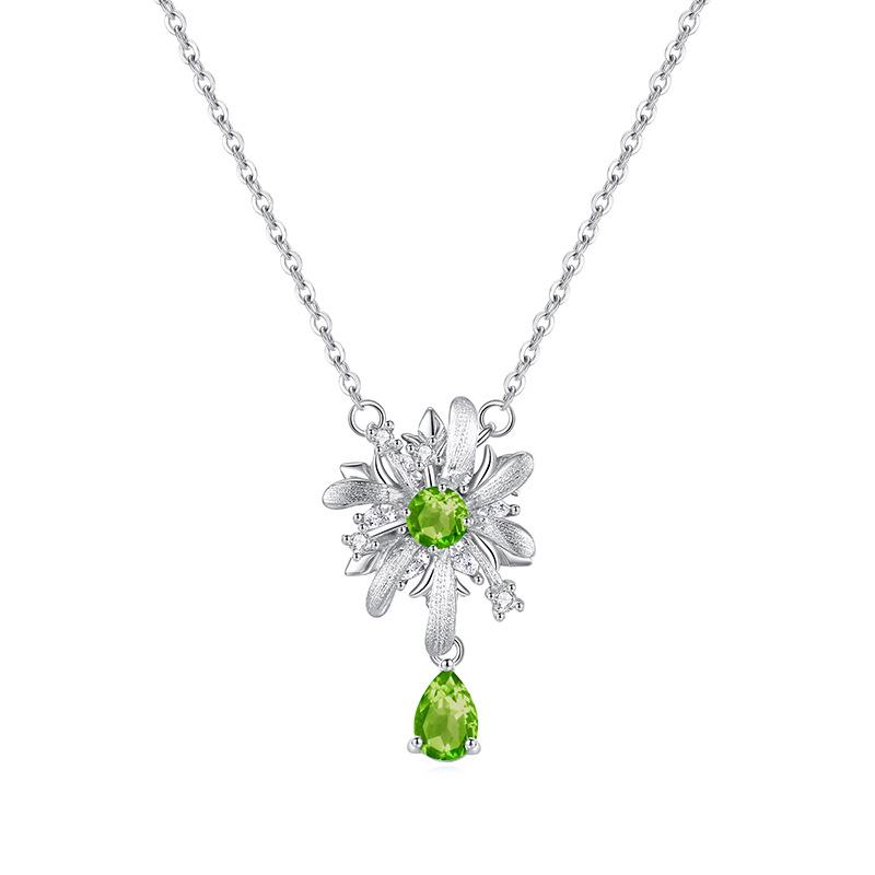 Rotatable fireworks s925 sterling silver jewelry set, light luxury, natural crystal necklace ring, two-piece jewelry gift.