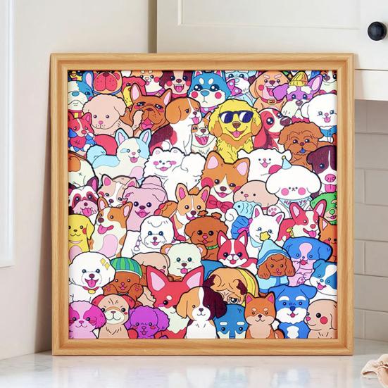 Wooden Dog Coloring Puzzle Kit DIY Paintable Puppy Jigsaw Puzzle Frame with Marker Pens Glue