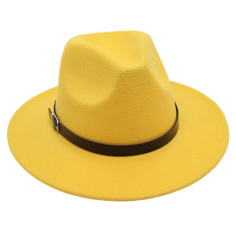 Nostalgiczny Cylinder Kapelusz Jazzowy Studio Klamra do Paska Męska i Damska Kapelusz Filcowy Model Cienia Kapelusz Wełniany Styl Hepburn