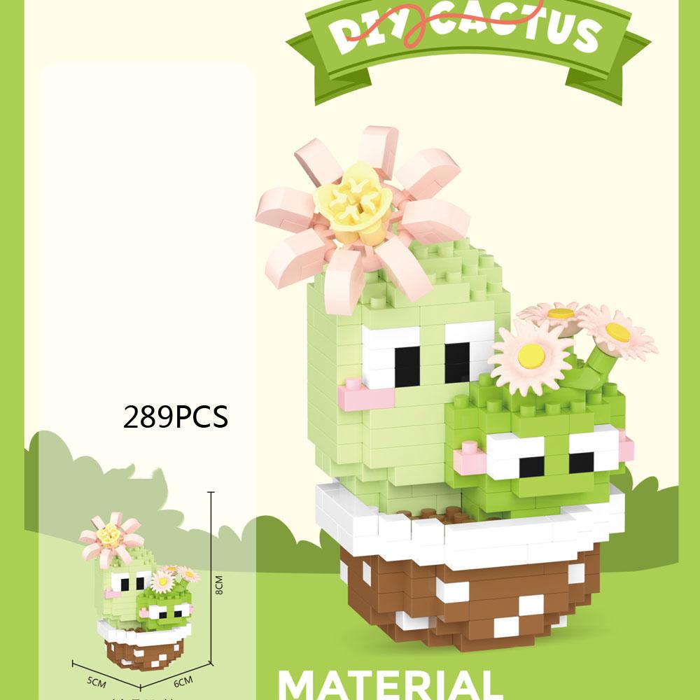 Idea Funny Cartoon Figures Micro Diamond Building Block Cactus Nanobricks Potted Plant Construction Educational Toys For Gifts