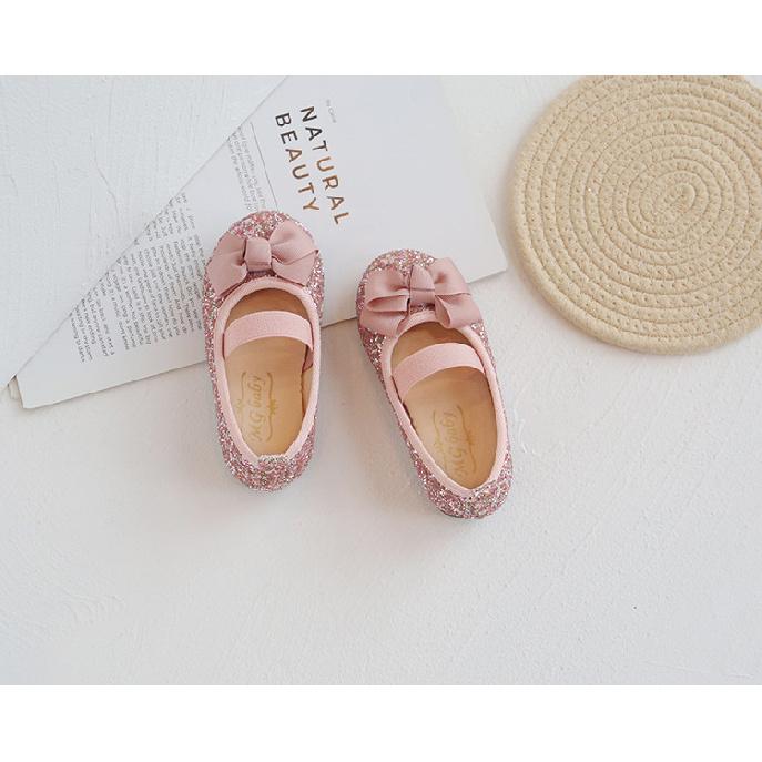 Toddlers Girls Shoes Glitter Leather Flats For Little Kids Children's Dress Shoes Bow-knot Princess Sweet Loafers Soft For Dance