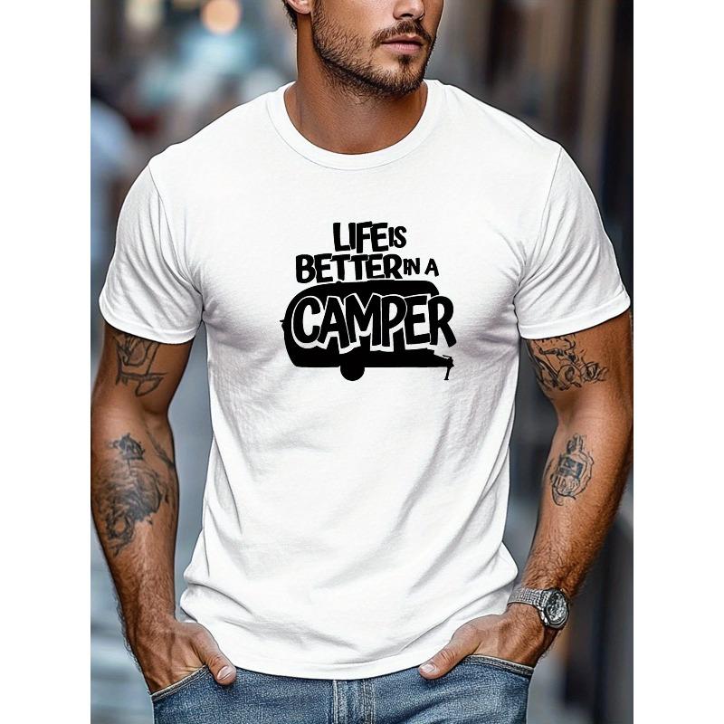 European sizes Men'S Clothing: LIFE IS BETTER IN A CAMPER Graphic Summer Casual Short-Sleeve T-Shirt