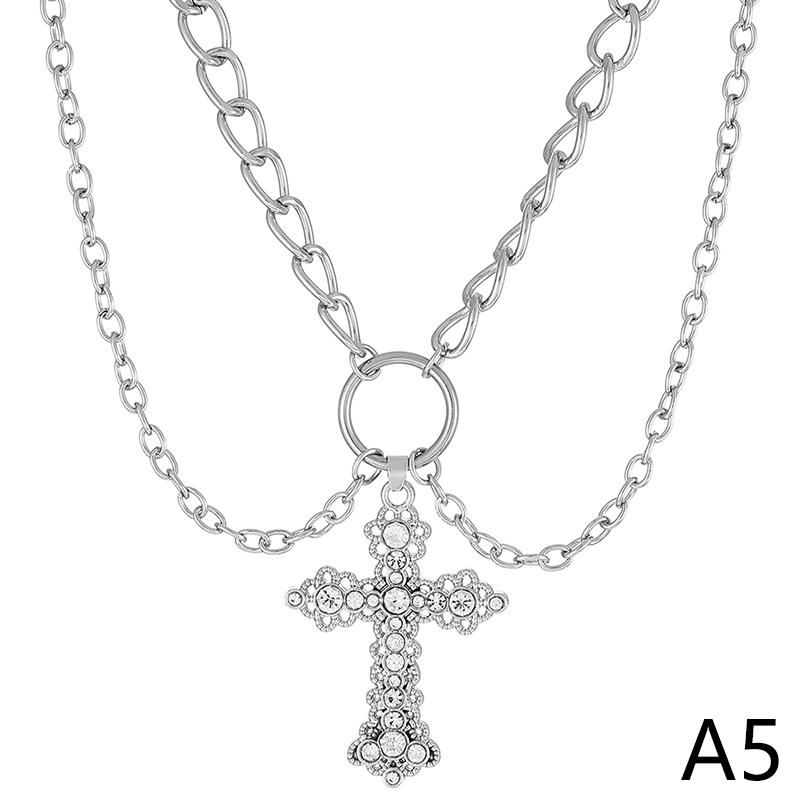 Retro náhrdelník Křesťanský kříž klíční řetízek Sladký punkový přívěsek