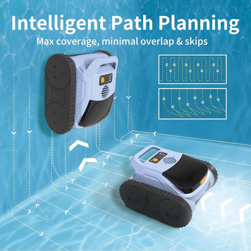 (2025 New) Cordless Robotic Pool Cleaner Pool Robot Vacuum for inground Pools, Floor/Wall/Waterline Cleaning/Smart Navigation, 185Mins Runtime Pool
