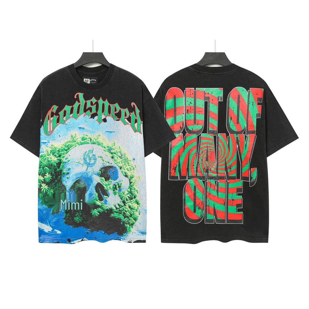 25sss Neues Unisex-T-Shirt mit Totenkopf-Rockband-Motiv – Normale Passform, Kurzarm