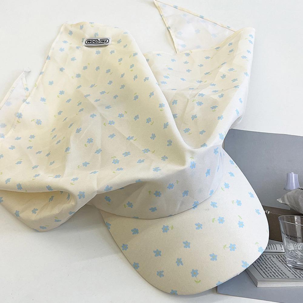 Korean Style Strappy Bandana Hat Cotton Floral Headscarf Hat Creative Flower Baseball Cap  Girl