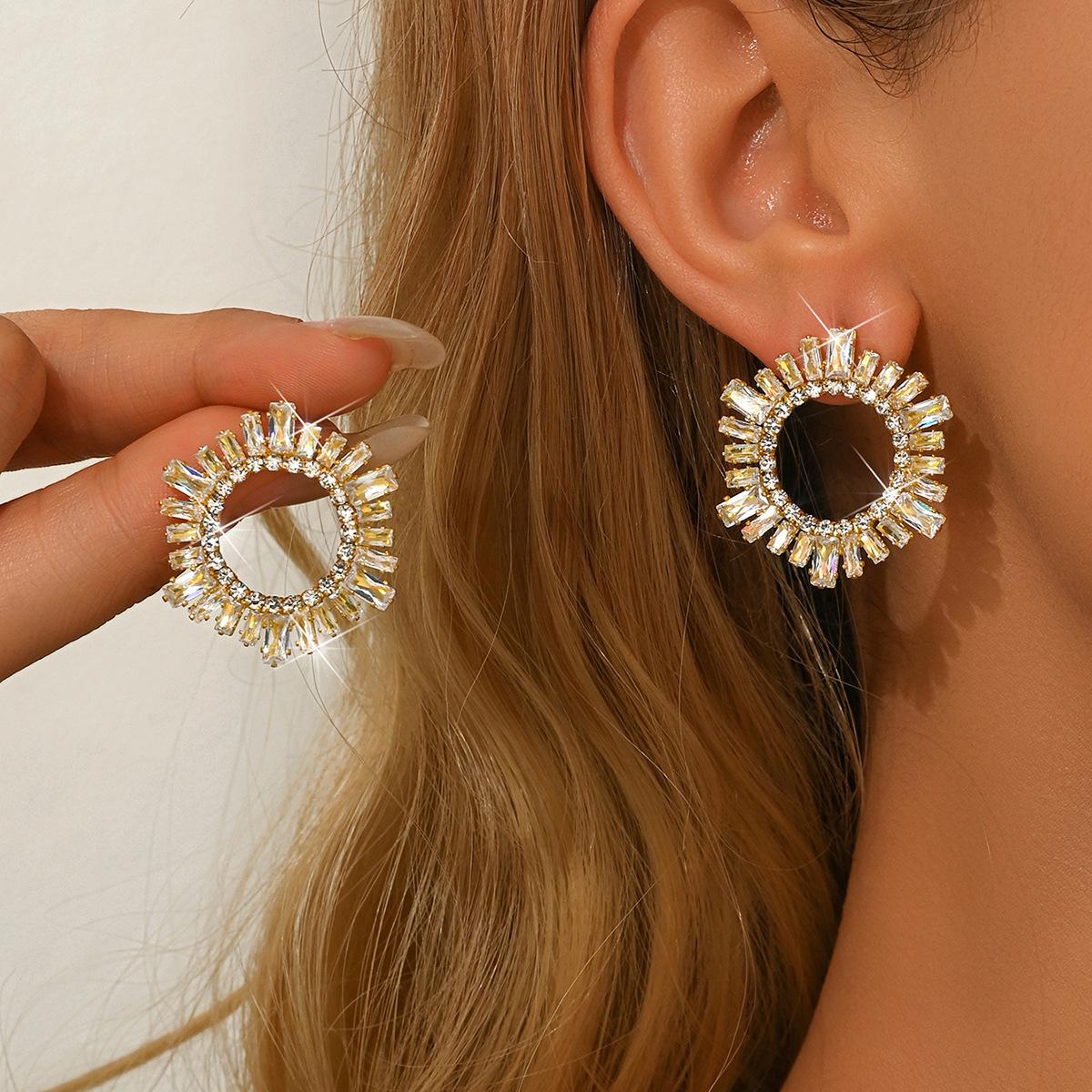 Аксессуары Мода Круглые Серьги-клипсы со стразами Серьги для ужина Хрустальные Серьги Серьги Женские Серьги