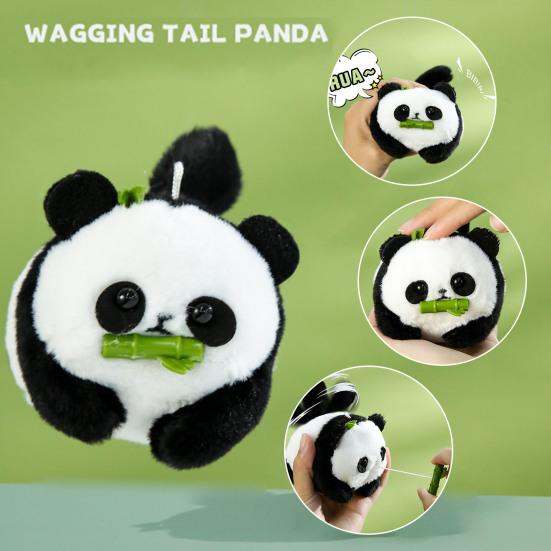 

Cute Panda Plush Toy Pull Rope to Wag Tail Soft Fuzzy No Battery Required Stuffed Animal Stress Relief Toy Birthday Gift