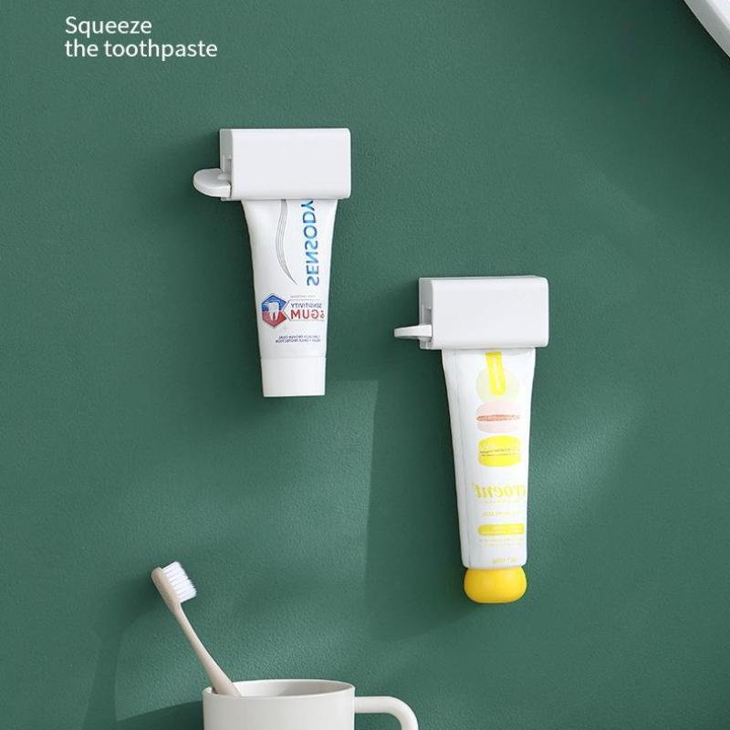 Toothpaste Tube Squeezer Wall-mounted Facial Cleanser Toothpaste Storage Rack Rolling Toothpaste Holder Bathroom Accessories