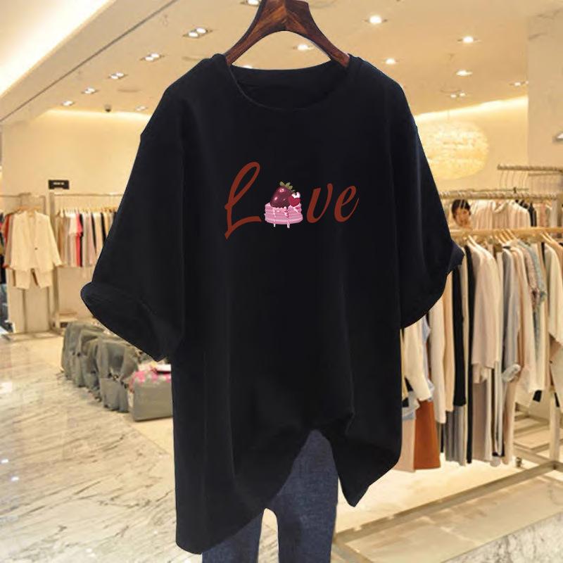 

New letter-printed loose casual short-sleeved t-shirt women s summer top printed Korean version bottoming shirt XXXL