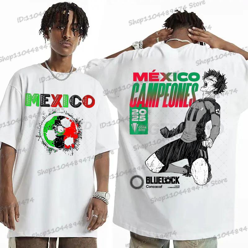 Anime Blue Lock T-shirt Harajuku Yoichi Isagi Fans Gifts Shirt Cotton Fashion Soccer Lover Tees Blue Lock Go Mexico Trend Tshirt