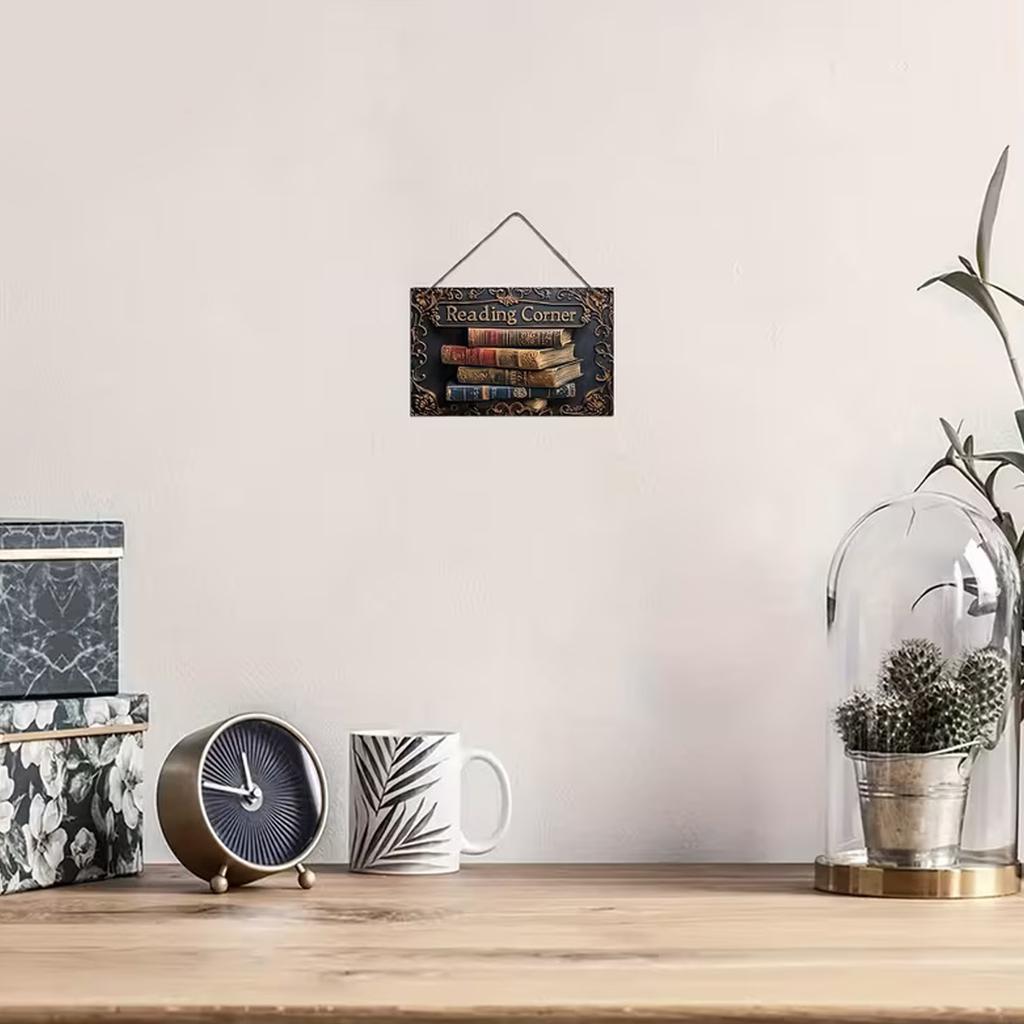 Wood Reading Corner Wall Decoration Sign for Creating Reading Atmospheres in Homes Libraries with Simple Installation
